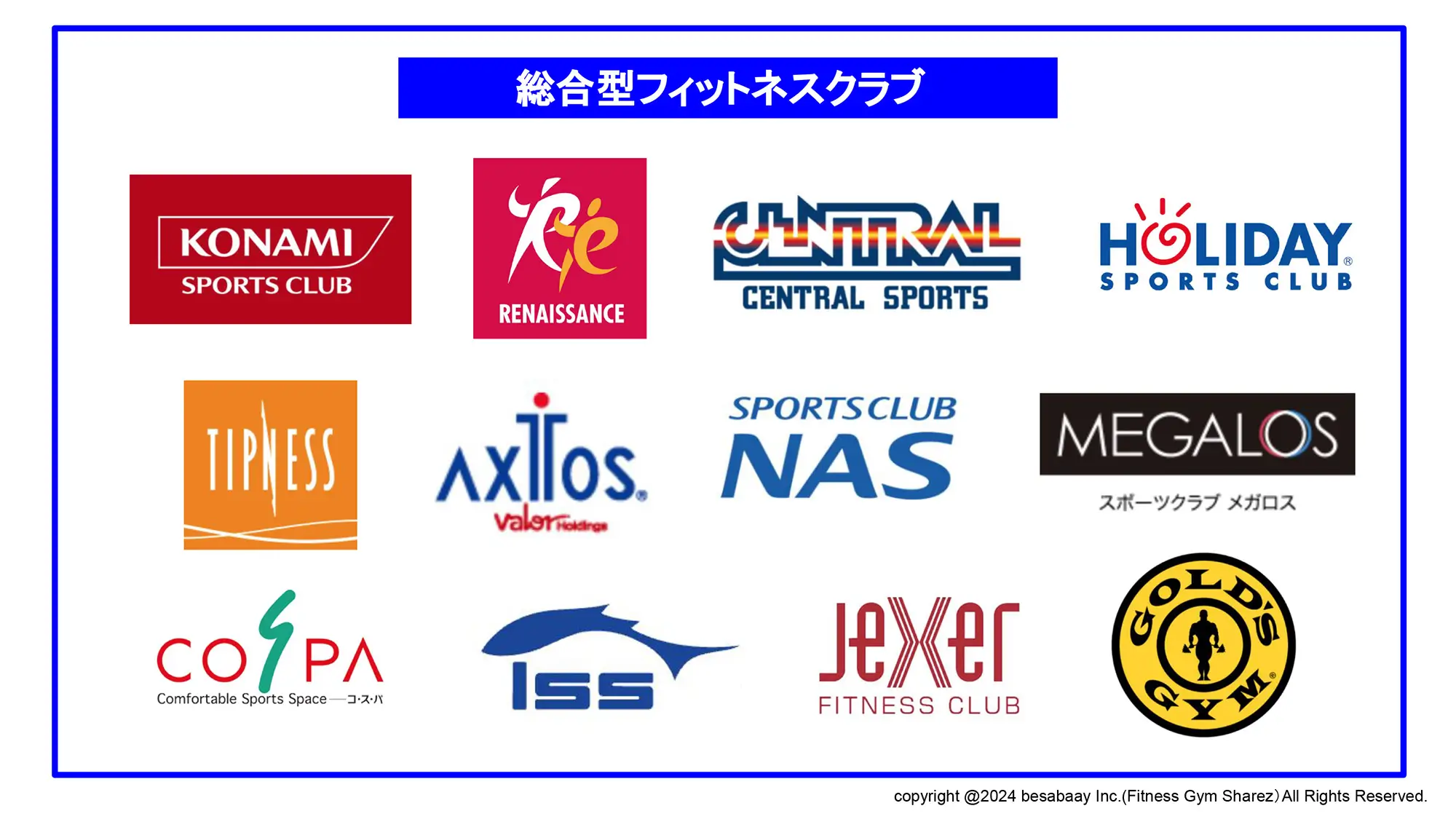 総合型フィットネスクラブカテゴリー